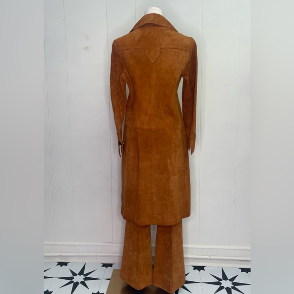 Vintage 1970’s Ted Lapidus Unisex Suede Trench Coat & Matching Flare Pant - Picture 5 of 9